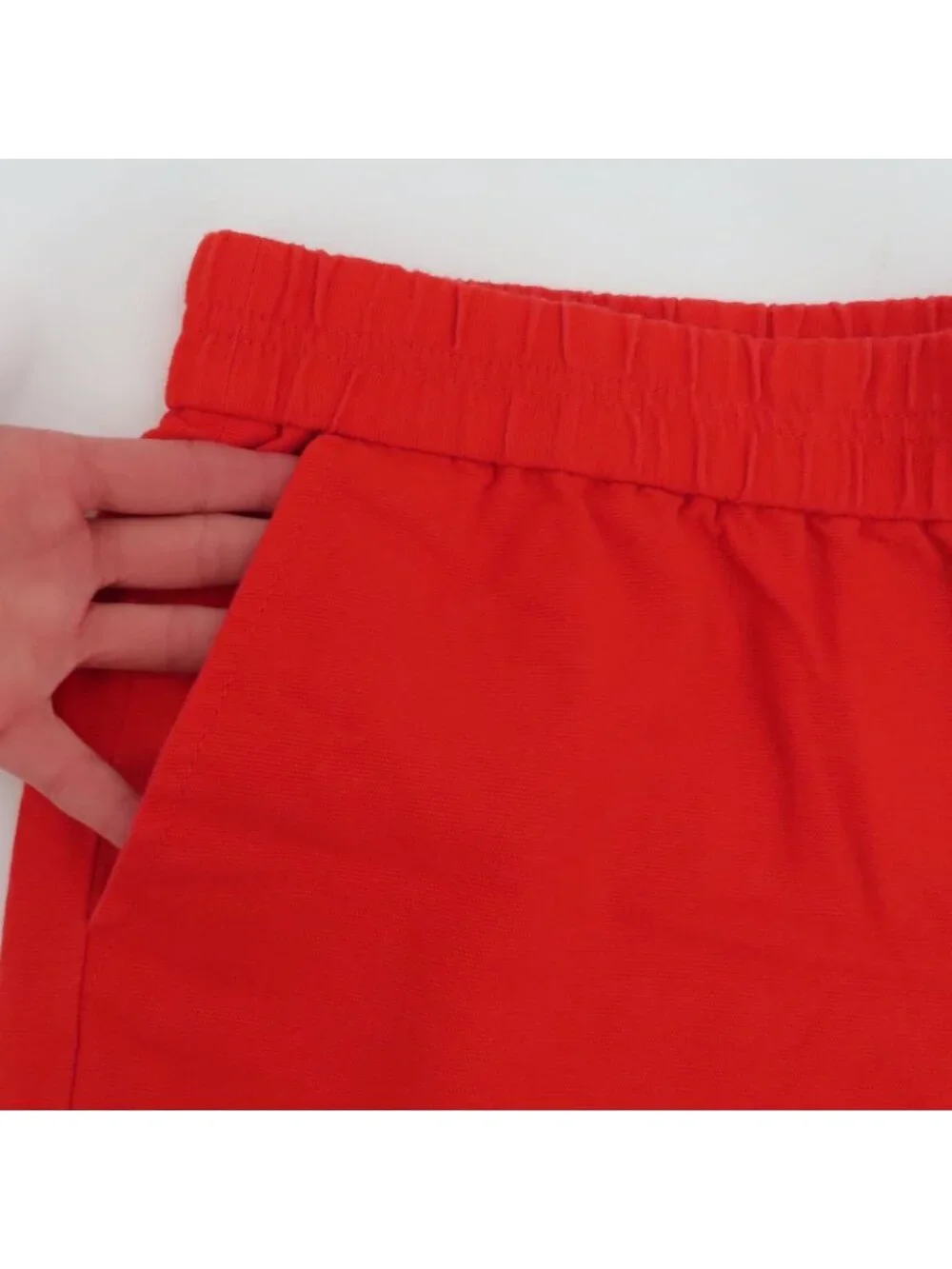 J Crew Women 6 Red Orange Pull On Shorts Pockets All Cotton Stretch Waistband
